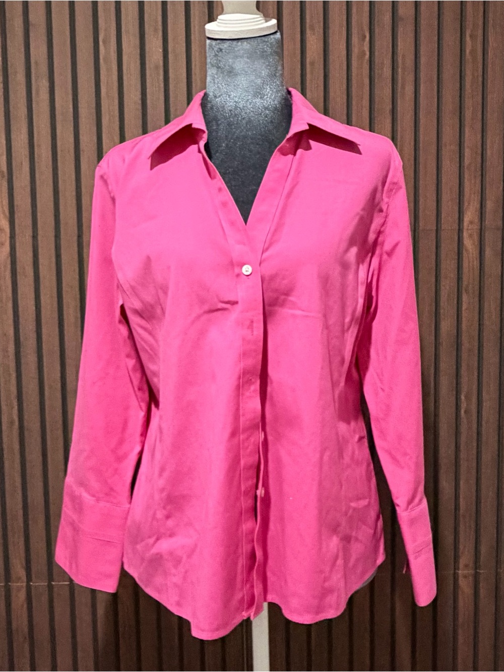 Talbots Petites Fuchsia Pink Wrinkle Resistant Button Down Shirt 12P